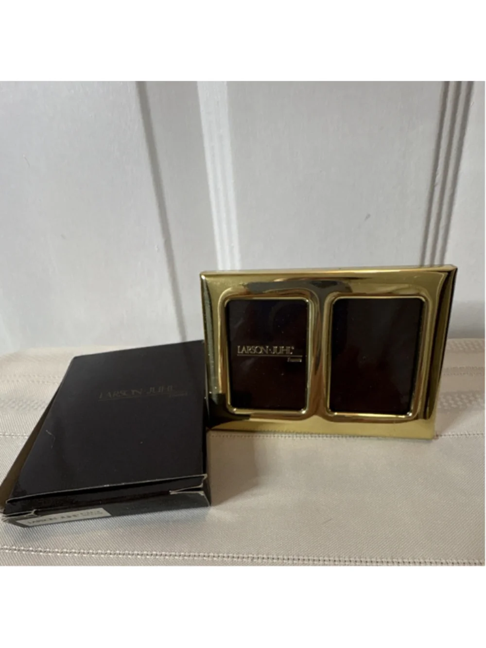 Larson Juhl Gold Metal Double Picture Frame Holds 2 Photos